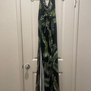Source Unknown Black and Green Swim Coverup Dress